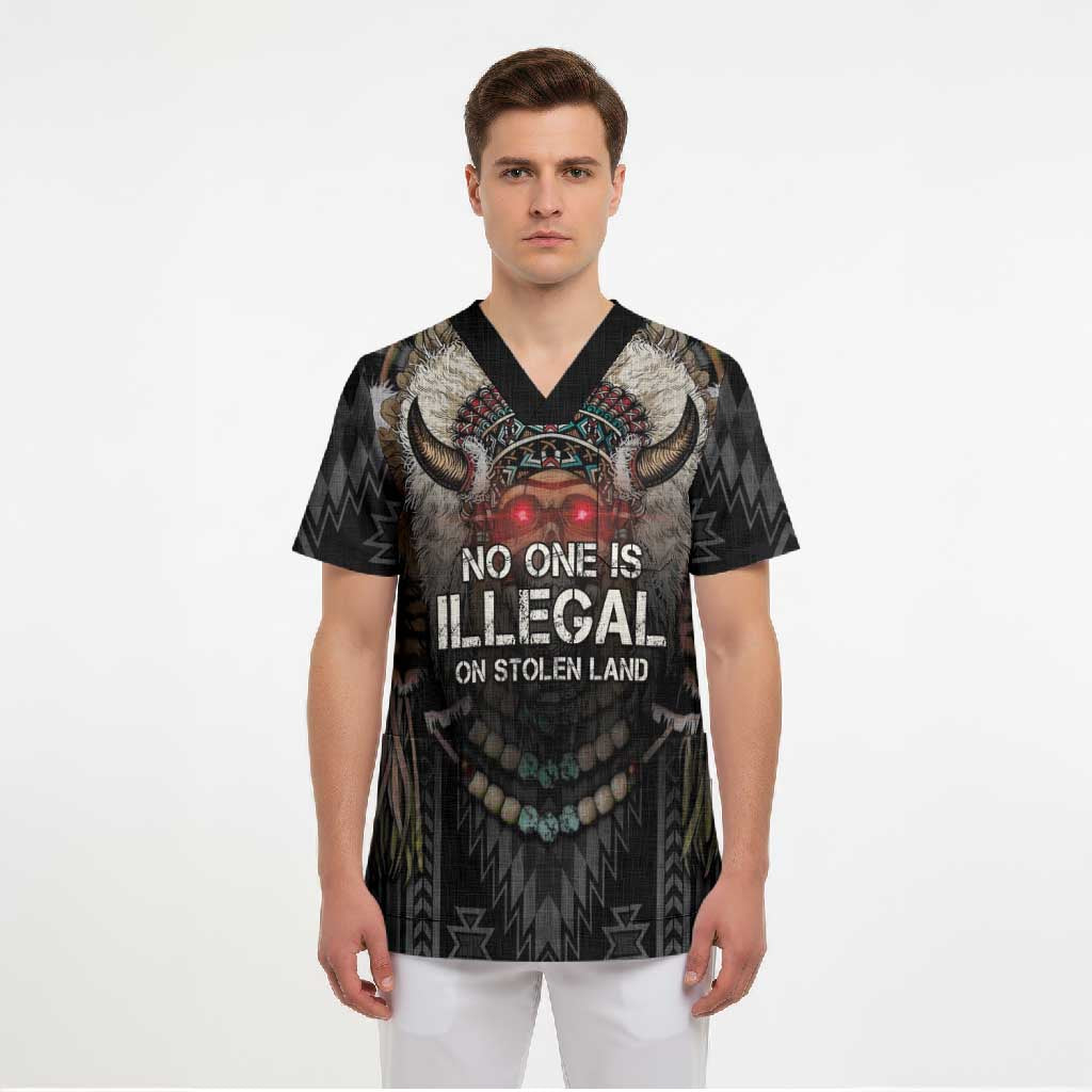 Native American Scrub Top No One Is Illegal On Stolen Land
