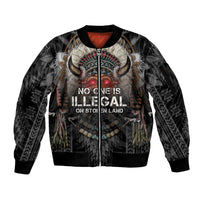 Native American Sleeve Zip Bomber Jacket No One Is Illegal On Stolen Land