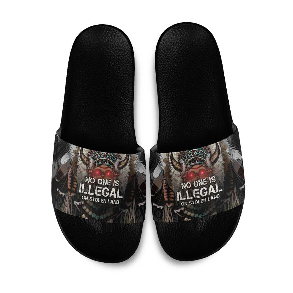 Native American Slide Sandals No One Is Illegal On Stolen Land