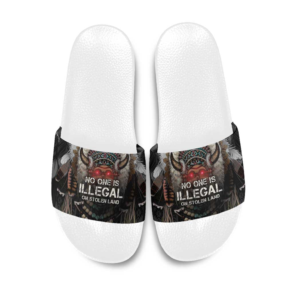 Native American Slide Sandals No One Is Illegal On Stolen Land