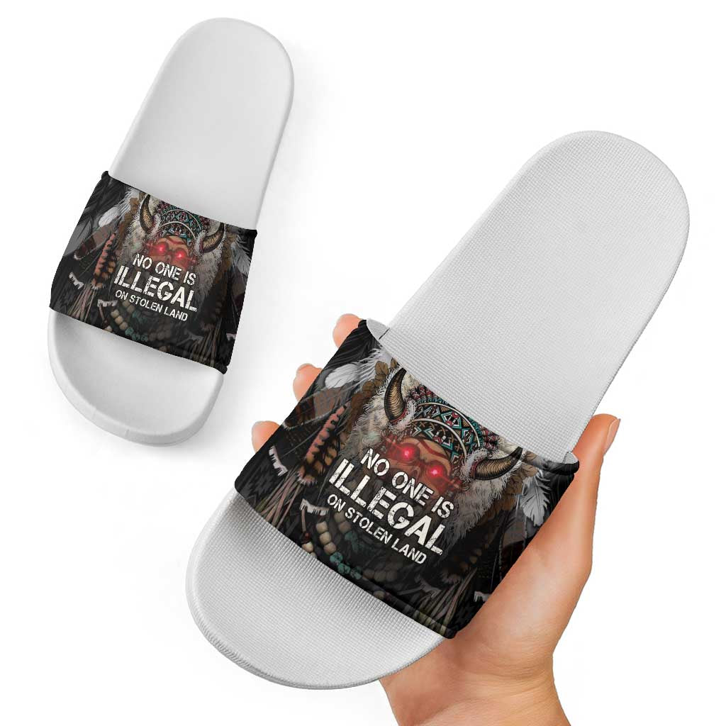 Native American Slide Sandals No One Is Illegal On Stolen Land
