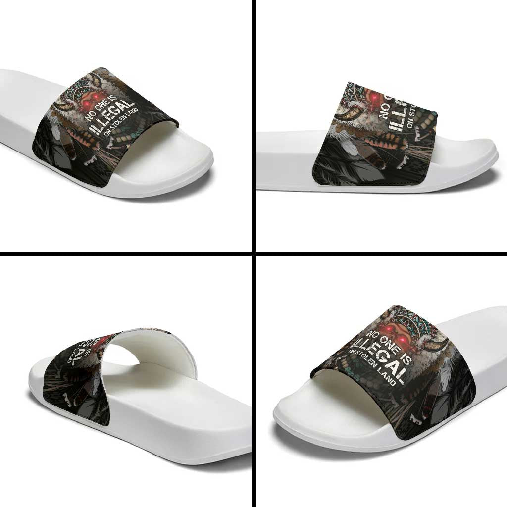 Native American Slide Sandals No One Is Illegal On Stolen Land