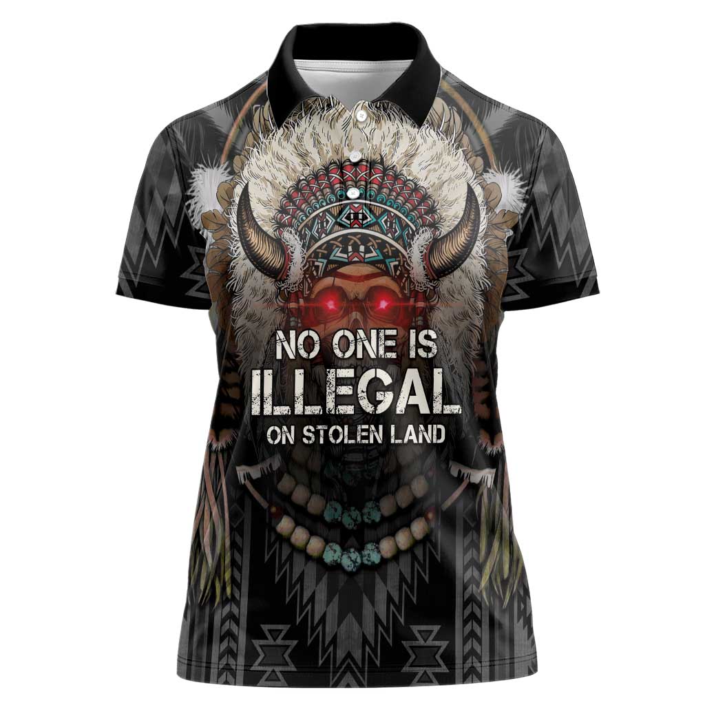 Native American Women Polo Shirt No One Is Illegal On Stolen Land