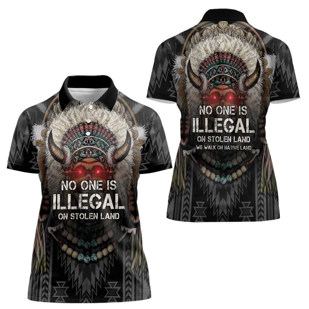 Native American Women Polo Shirt No One Is Illegal On Stolen Land
