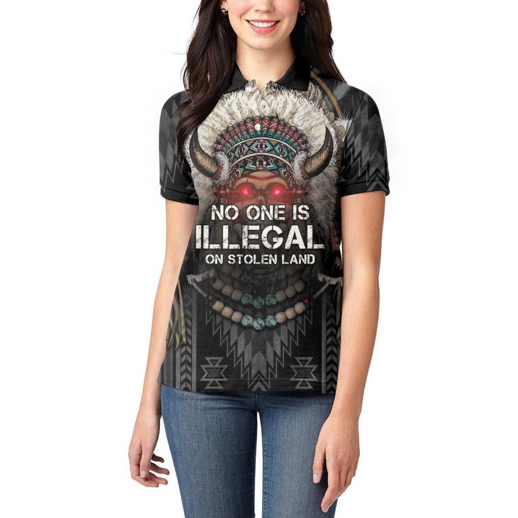 Native American Women Polo Shirt No One Is Illegal On Stolen Land