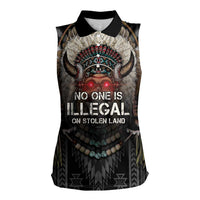 Native American Women Sleeveless Polo Shirt No One Is Illegal On Stolen Land