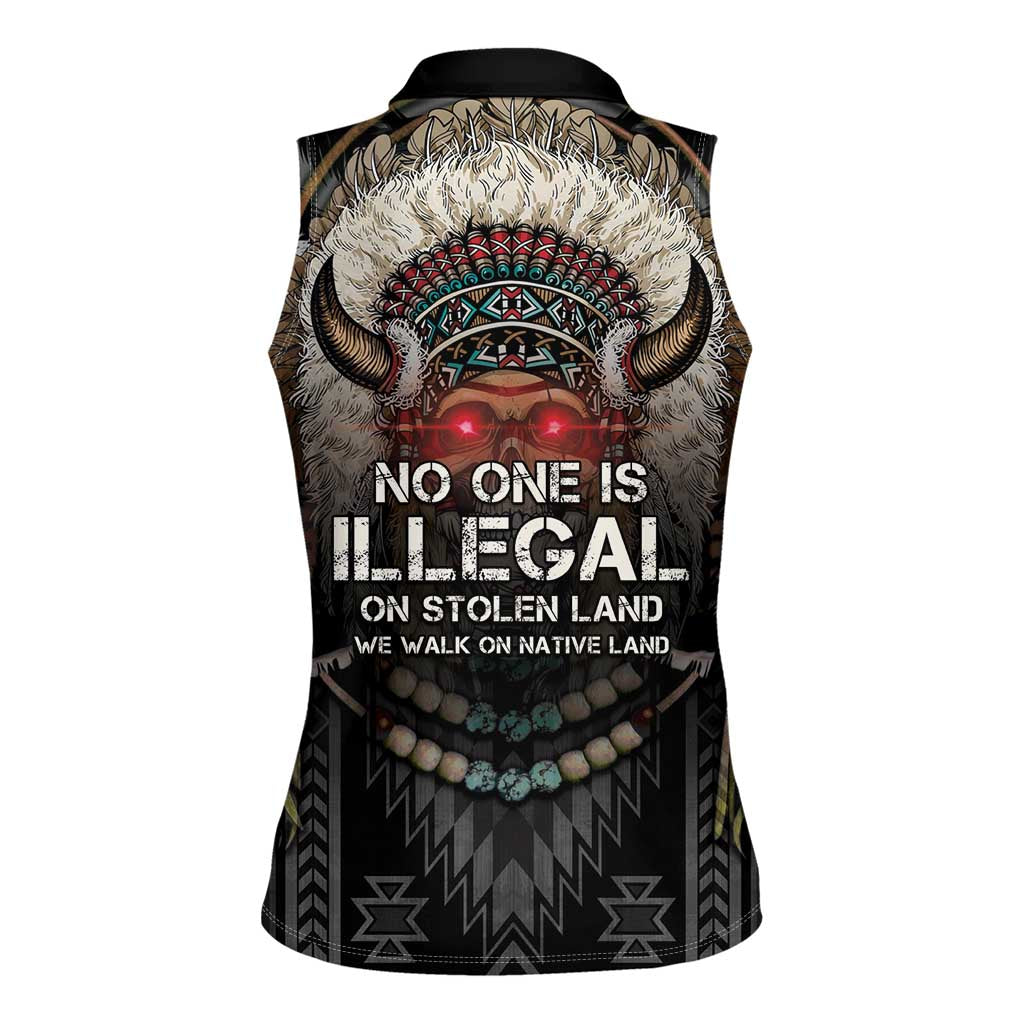 Native American Women Sleeveless Polo Shirt No One Is Illegal On Stolen Land