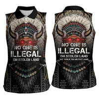 Native American Women Sleeveless Polo Shirt No One Is Illegal On Stolen Land