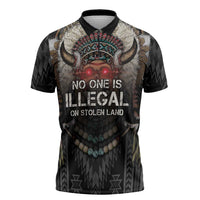 Native American Zipper Polo Shirt No One Is Illegal On Stolen Land