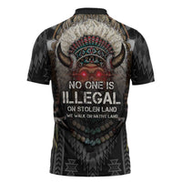 Native American Zipper Polo Shirt No One Is Illegal On Stolen Land