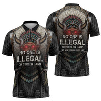 Native American Zipper Polo Shirt No One Is Illegal On Stolen Land