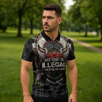 Native American Zipper Polo Shirt No One Is Illegal On Stolen Land