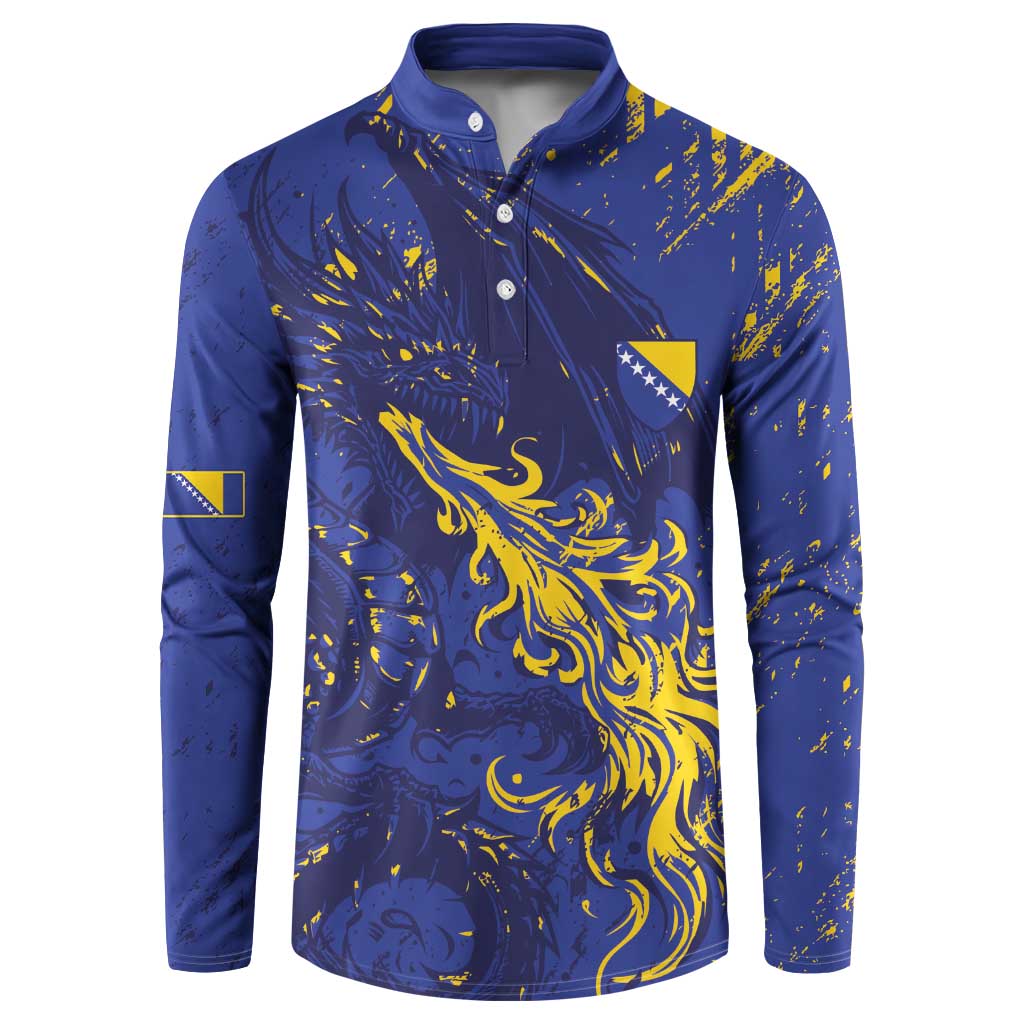 Bosnia And Herzegovina Button Sweatshirt Fierce Dragon Heritage