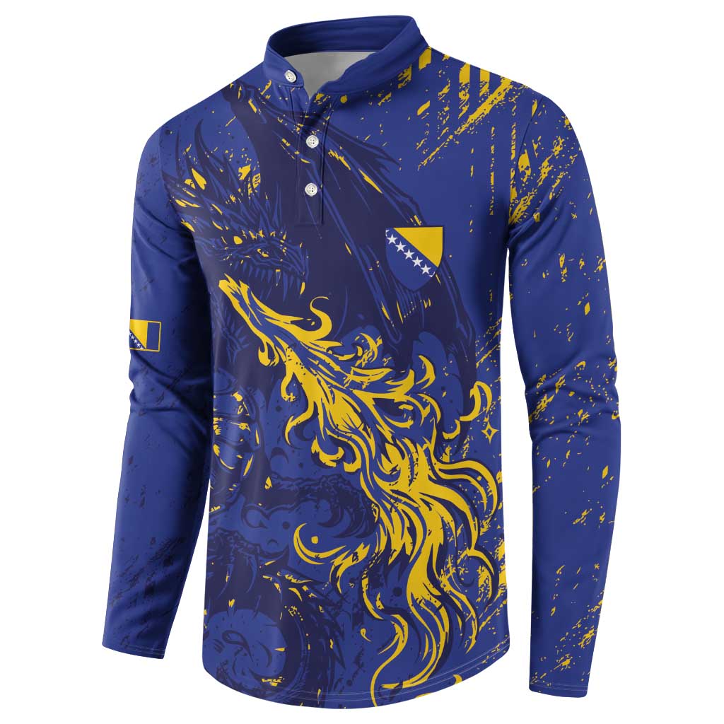 Bosnia And Herzegovina Button Sweatshirt Fierce Dragon Heritage