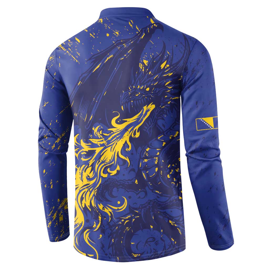 Bosnia And Herzegovina Button Sweatshirt Fierce Dragon Heritage