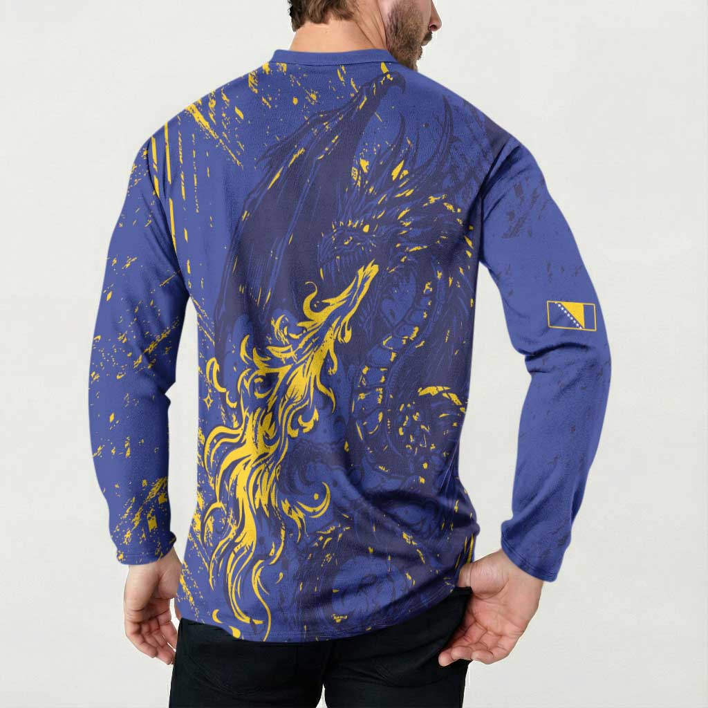 Bosnia And Herzegovina Button Sweatshirt Fierce Dragon Heritage