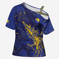 Bosnia And Herzegovina Cross Shoulder Shirt Fierce Dragon Heritage