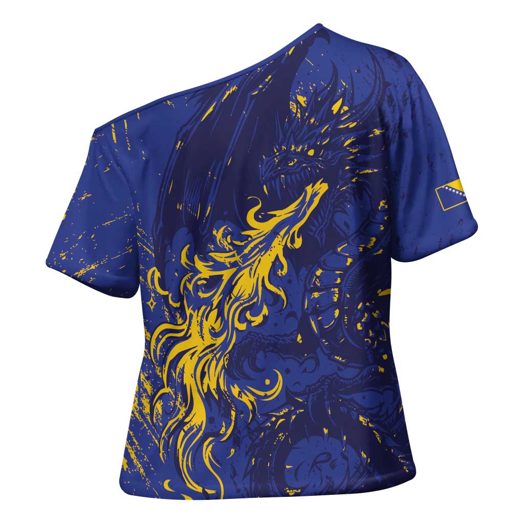 Bosnia And Herzegovina Cross Shoulder Shirt Fierce Dragon Heritage