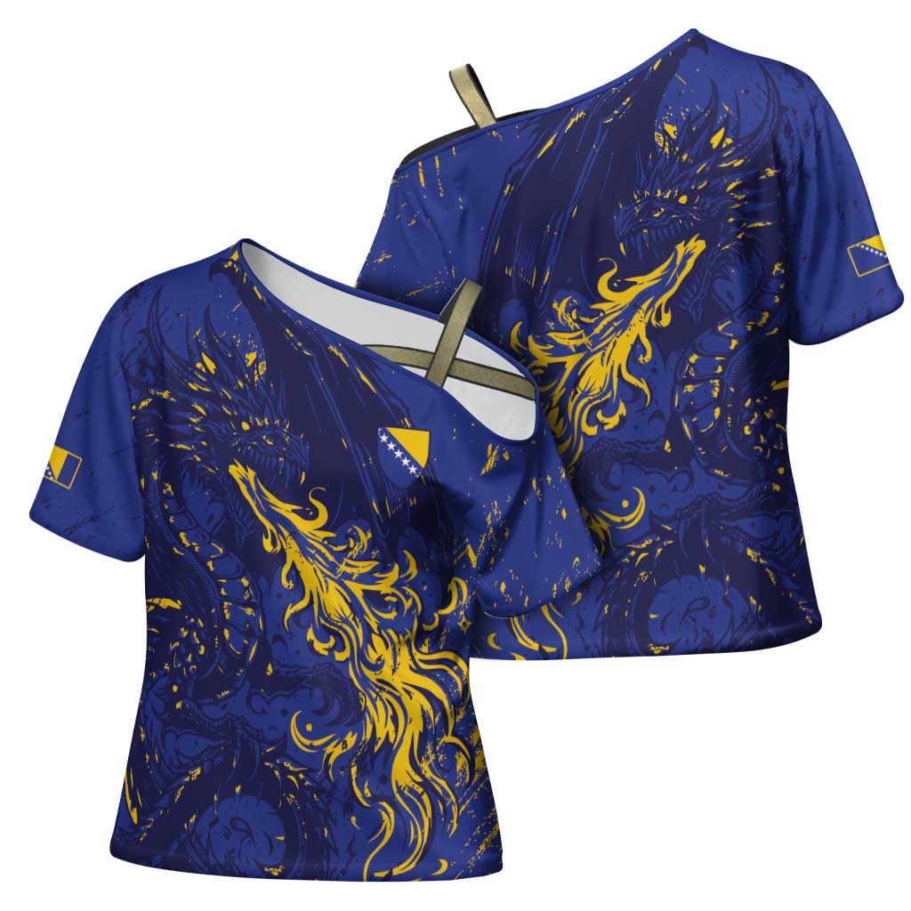 Bosnia And Herzegovina Cross Shoulder Shirt Fierce Dragon Heritage