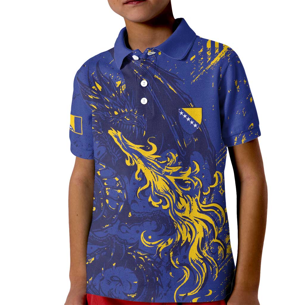 Bosnia And Herzegovina Kid Polo Shirt Fierce Dragon Heritage