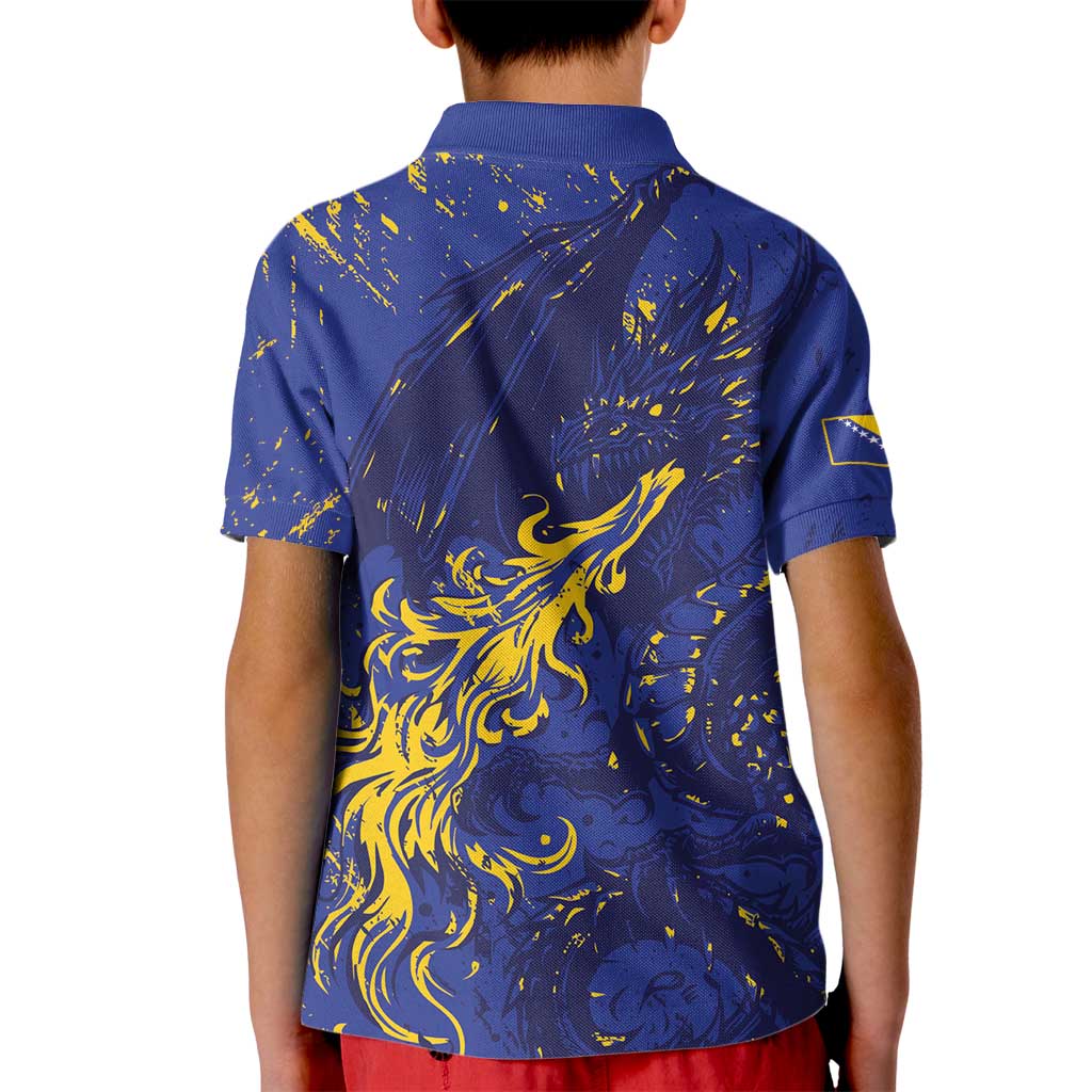 Bosnia And Herzegovina Kid Polo Shirt Fierce Dragon Heritage