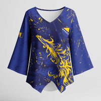 Bosnia And Herzegovina Kimono Sleeve Blouse Fierce Dragon Heritage