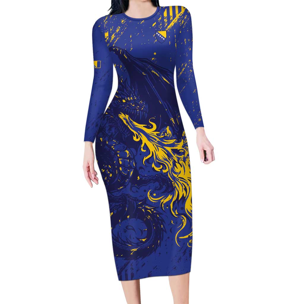 Bosnia And Herzegovina Long Sleeve Bodycon Dress Fierce Dragon Heritage