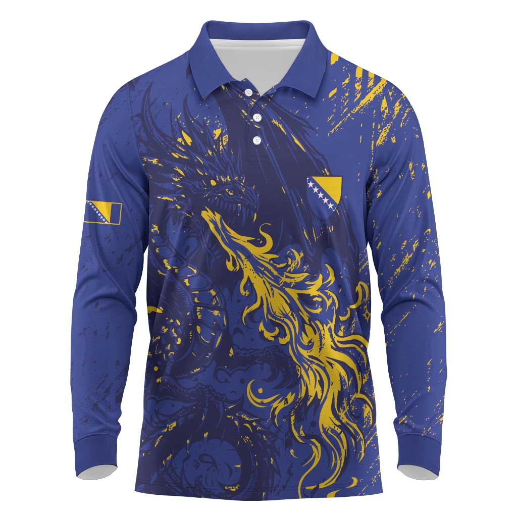 Bosnia And Herzegovina Long Sleeve Polo Shirt Fierce Dragon Heritage