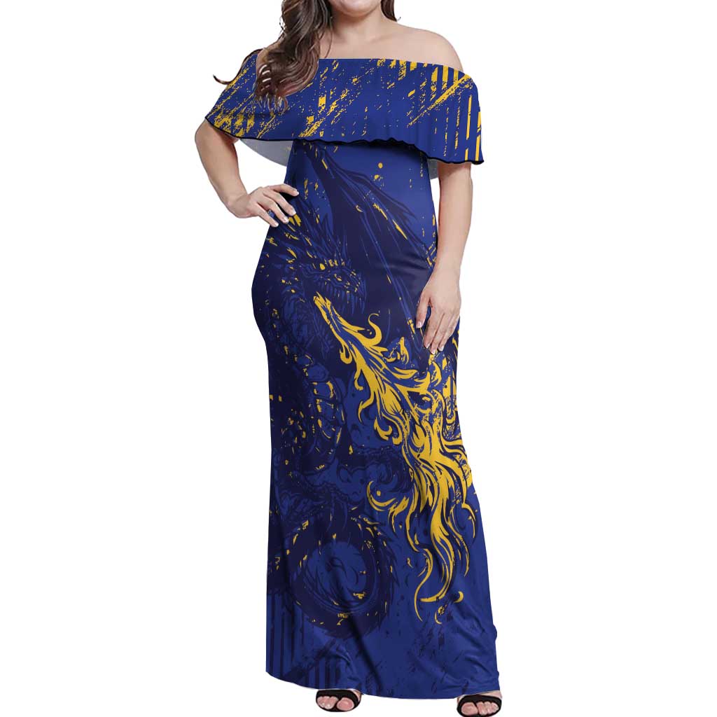 Bosnia And Herzegovina Off Shoulder Maxi Dress Fierce Dragon Heritage