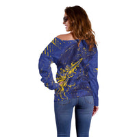 Bosnia And Herzegovina Off Shoulder Sweater Fierce Dragon Heritage