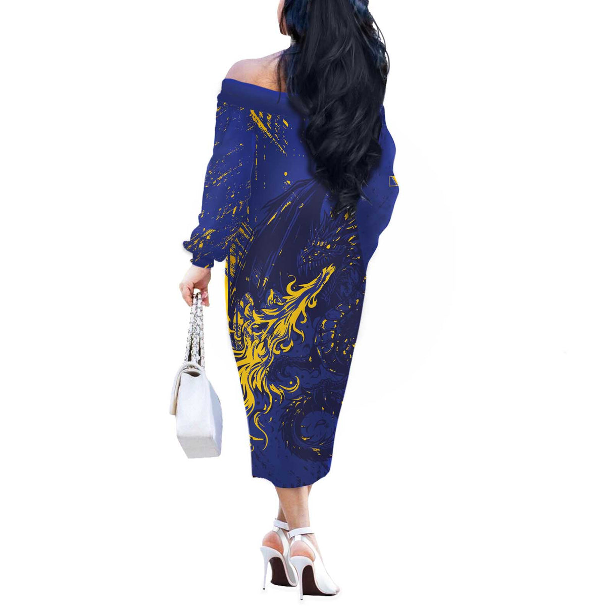Bosnia And Herzegovina Off The Shoulder Long Sleeve Dress Fierce Dragon Heritage