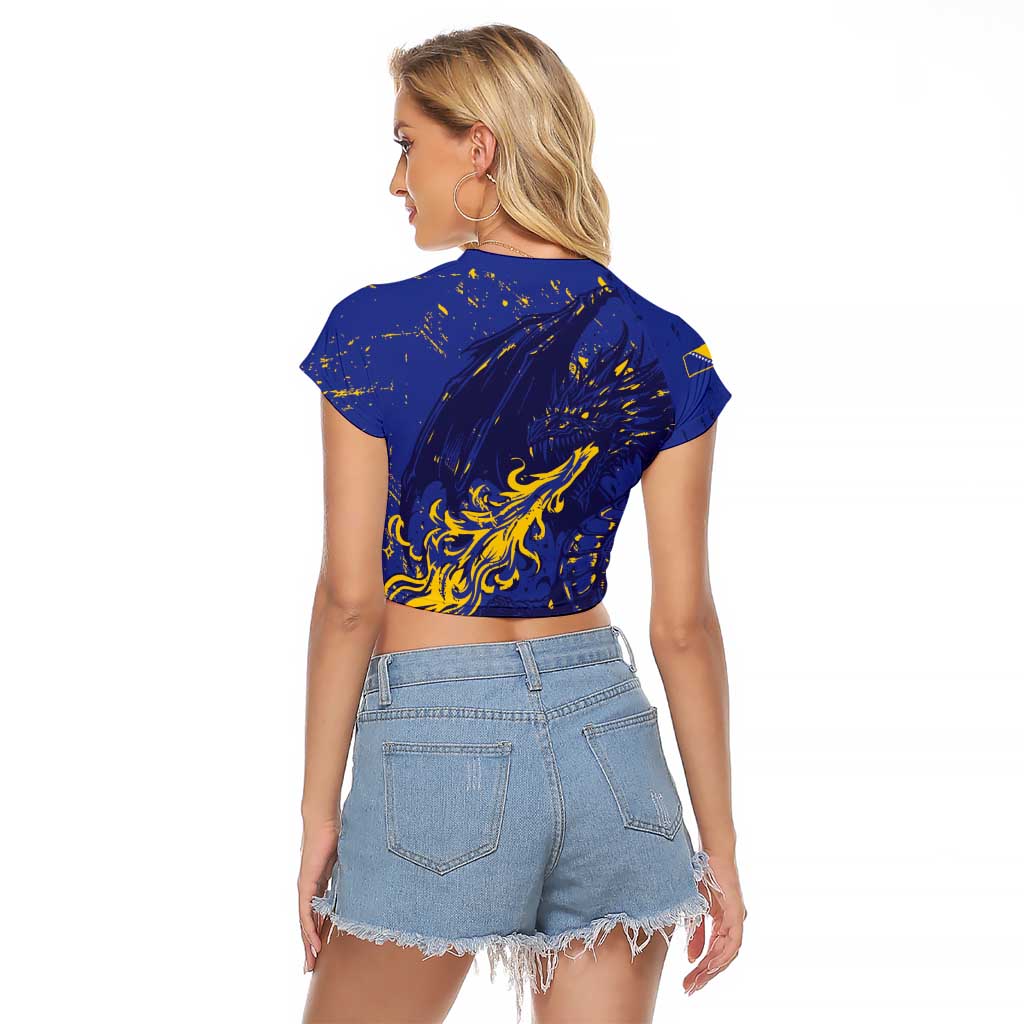 Bosnia And Herzegovina Raglan Cropped T Shirt Fierce Dragon Heritage