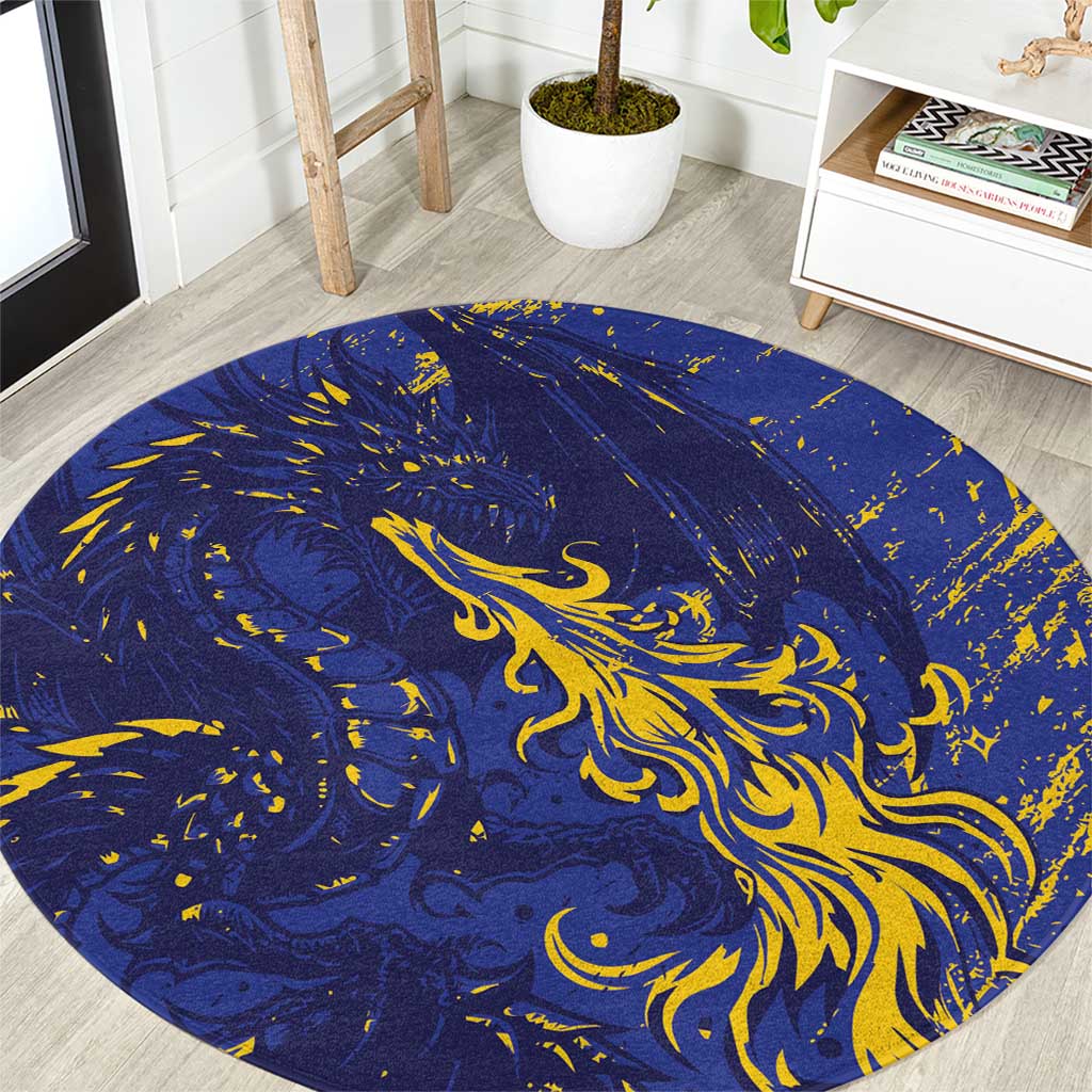 Bosnia And Herzegovina Round Carpet Fierce Dragon Heritage