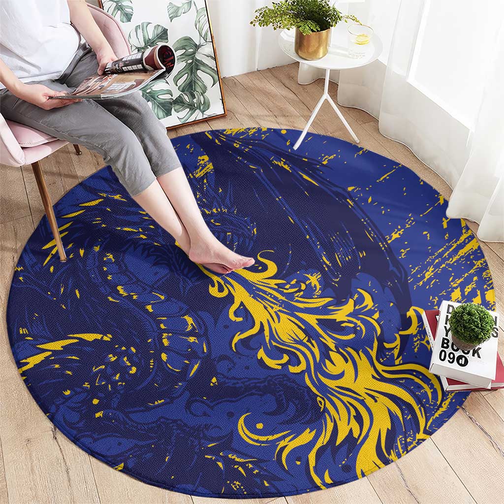 Bosnia And Herzegovina Round Carpet Fierce Dragon Heritage