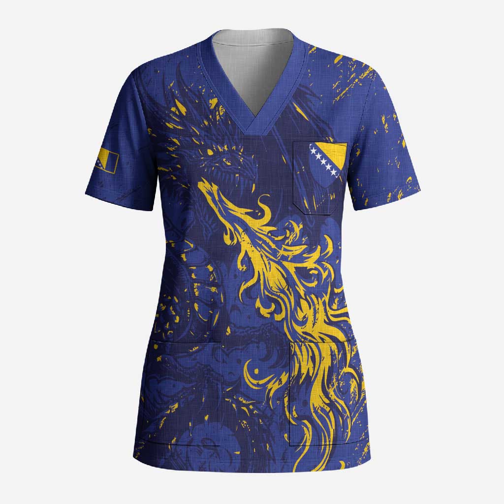 Bosnia And Herzegovina Scrub Top Fierce Dragon Heritage