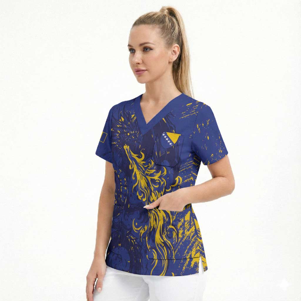 Bosnia And Herzegovina Scrub Top Fierce Dragon Heritage