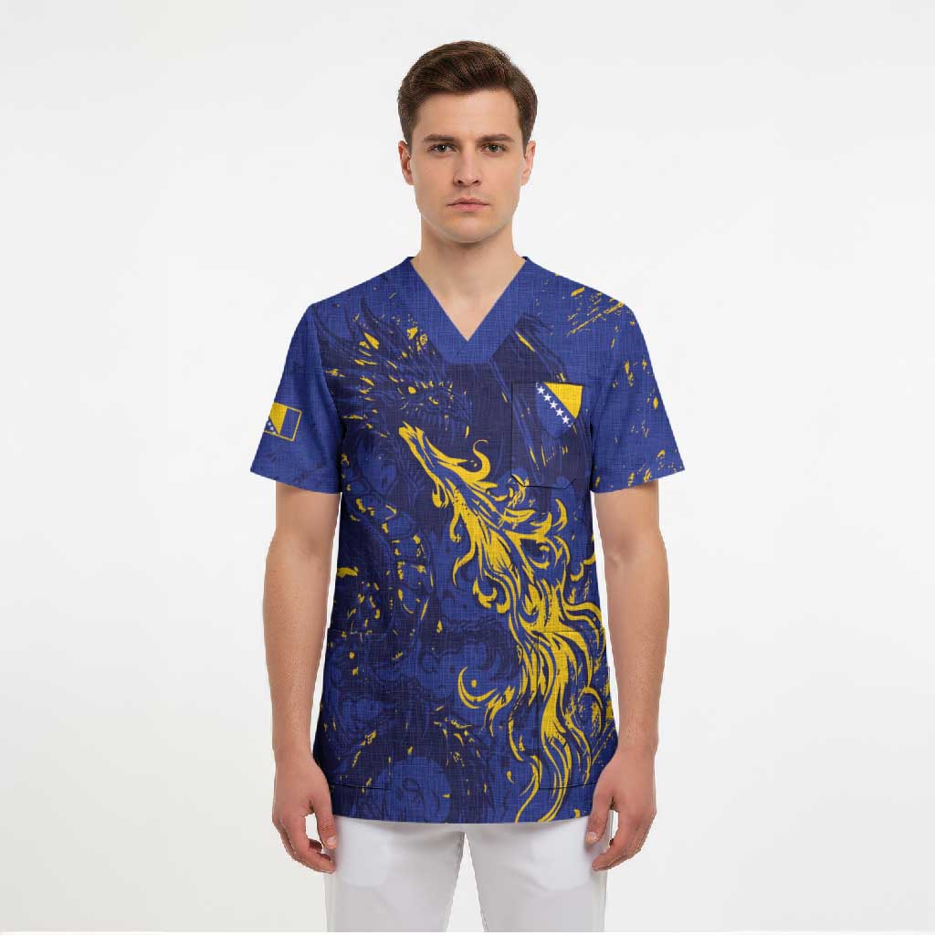 Bosnia And Herzegovina Scrub Top Fierce Dragon Heritage