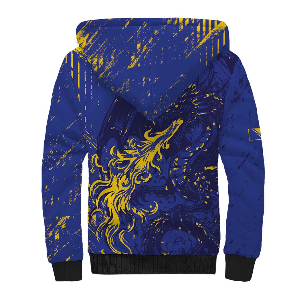 Bosnia And Herzegovina Sherpa Hoodie Fierce Dragon Heritage