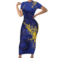 Bosnia And Herzegovina Short Sleeve Bodycon Dress Fierce Dragon Heritage