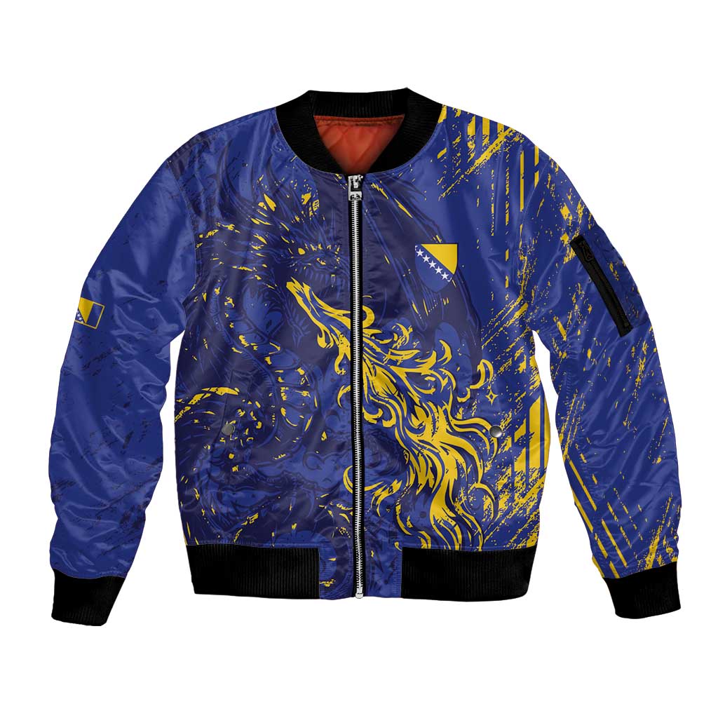 Bosnia And Herzegovina Sleeve Zip Bomber Jacket Fierce Dragon Heritage