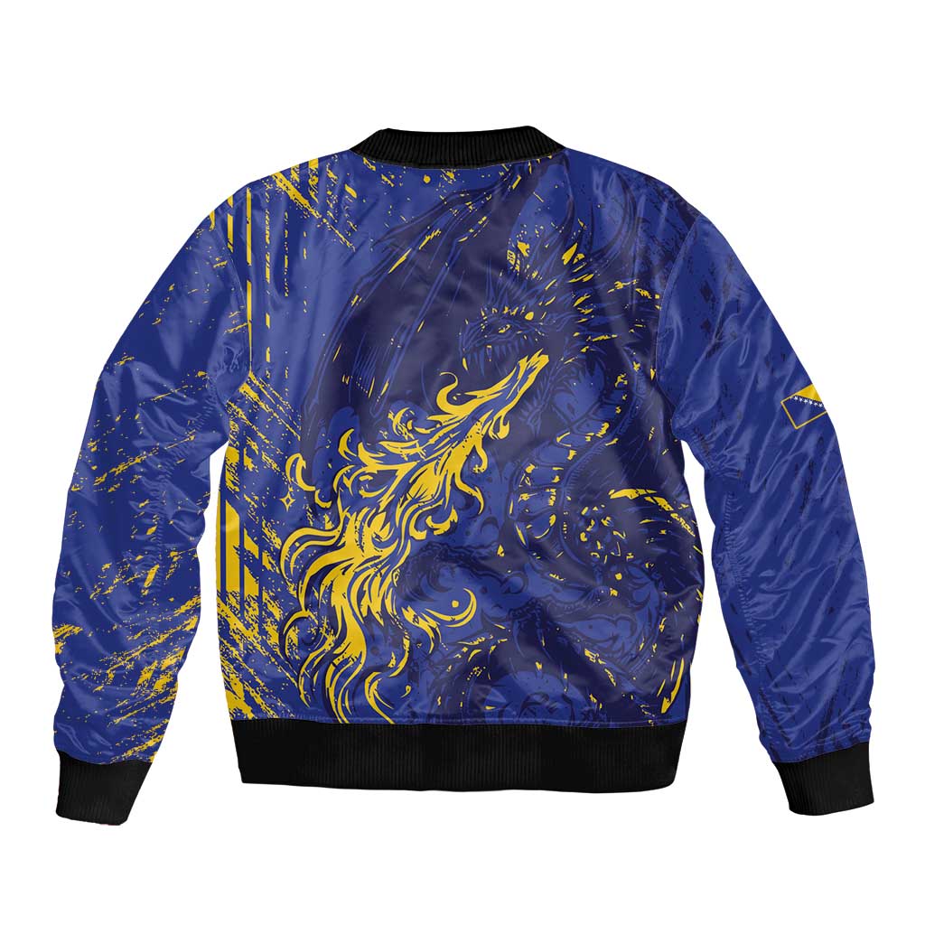 Bosnia And Herzegovina Sleeve Zip Bomber Jacket Fierce Dragon Heritage