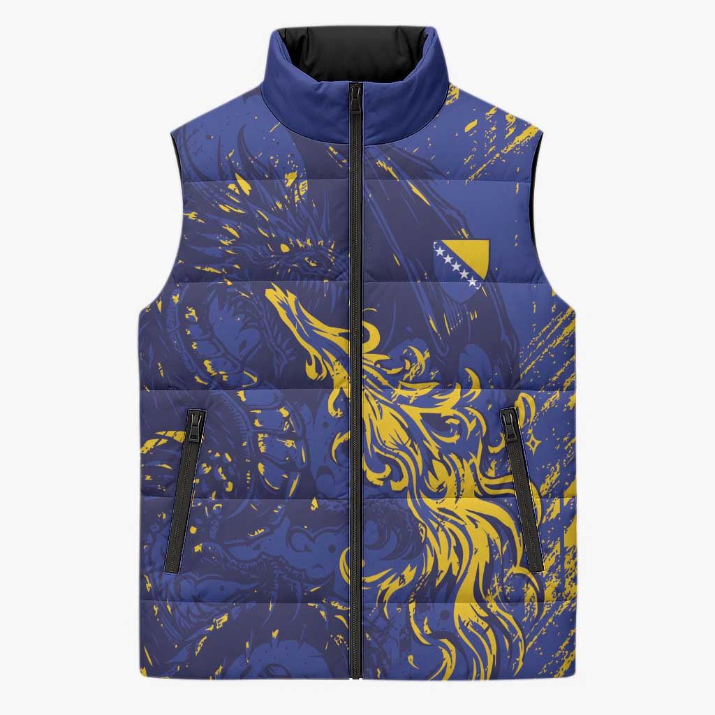 Bosnia And Herzegovina Sleeveless Puffer Jacket Fierce Dragon Heritage