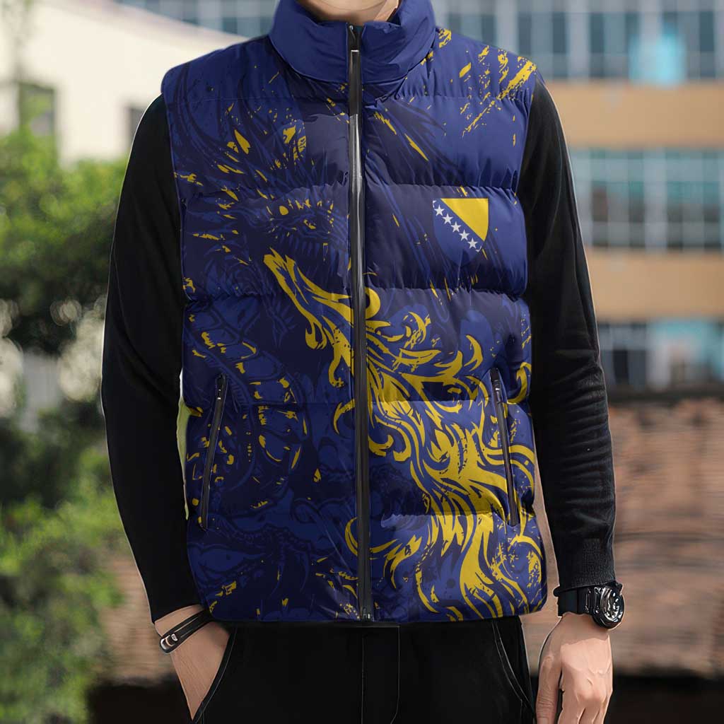 Bosnia And Herzegovina Sleeveless Puffer Jacket Fierce Dragon Heritage