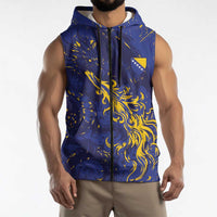 Bosnia And Herzegovina Sleeveless Zip Hoodie Fierce Dragon Heritage