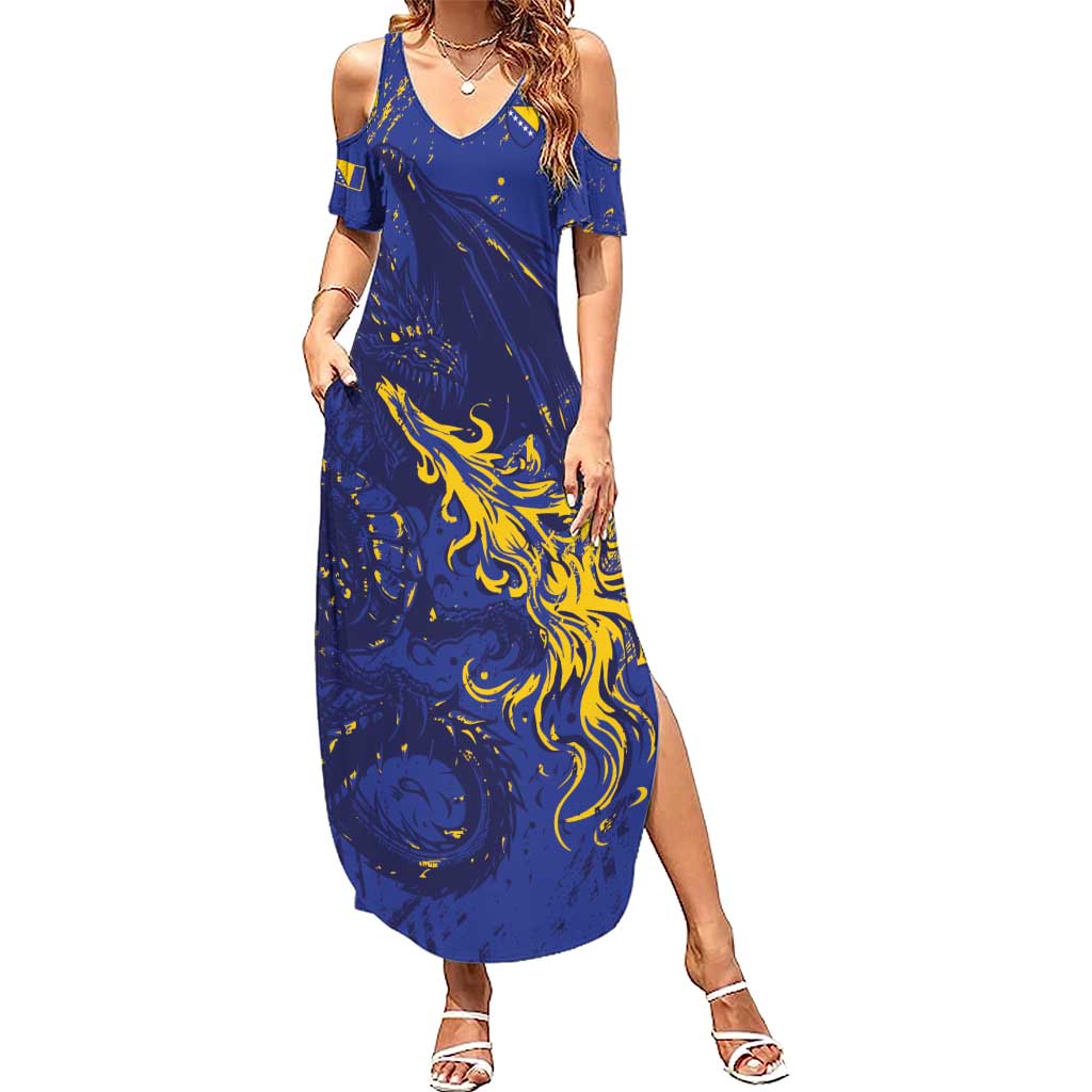 Bosnia And Herzegovina Summer Maxi Dress Fierce Dragon Heritage
