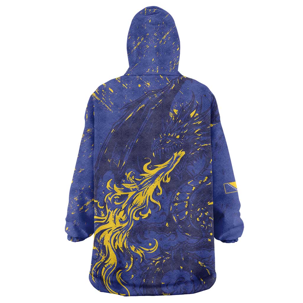 Bosnia And Herzegovina Wearable Blanket Hoodie Fierce Dragon Heritage