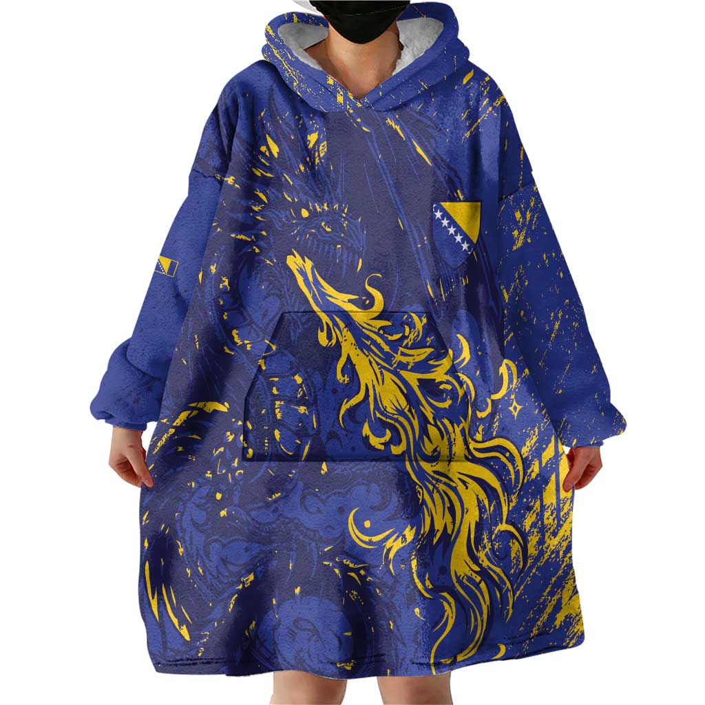 Bosnia And Herzegovina Wearable Blanket Hoodie Fierce Dragon Heritage