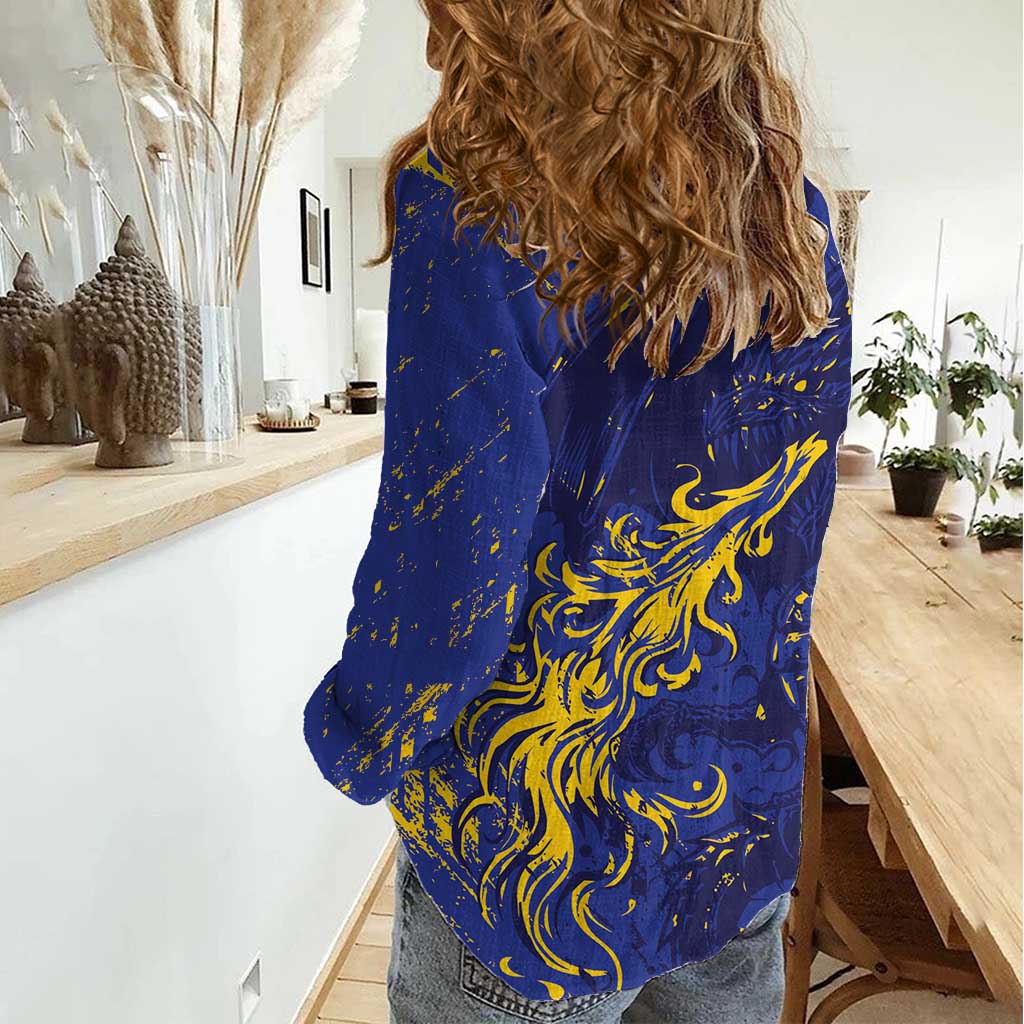 Bosnia And Herzegovina Women Casual Shirt Fierce Dragon Heritage