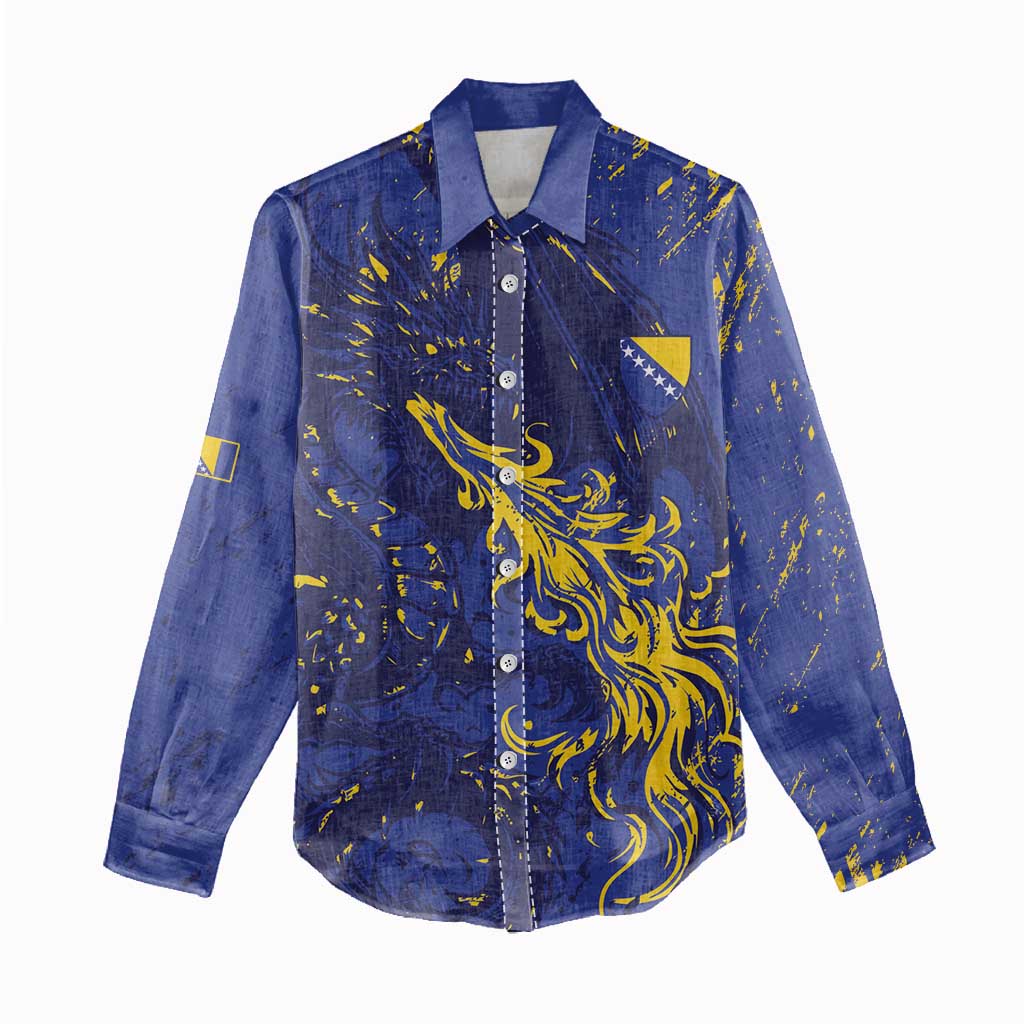 Bosnia And Herzegovina Women Casual Shirt Fierce Dragon Heritage