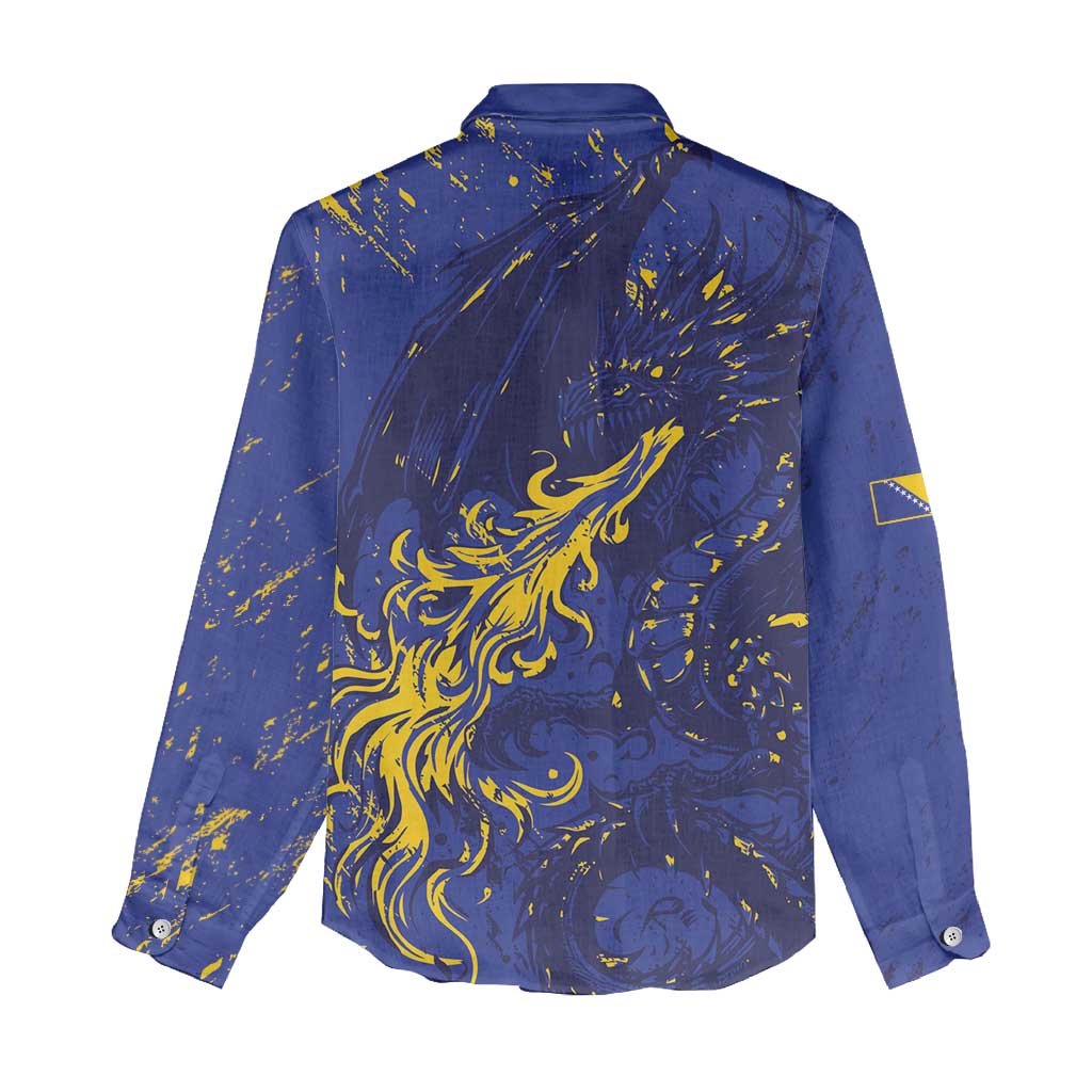 Bosnia And Herzegovina Women Casual Shirt Fierce Dragon Heritage